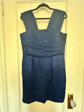 BCBGeneration Navy/Blue Textured Pleated Cocktail/ Wedding Guest Dress NWT